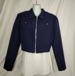 2/$20 Accomplice Navy Zippered Crop Jacket Sz S
